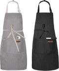 Serrenf 2 Pack Apron, Cooking Kitchen Aprons, Adjustable Bib Apron by serrenf