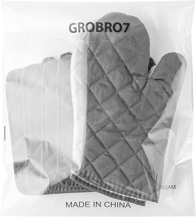 GROBRO7 6Pcs Cotton Oven Mitts and Pot Holders Set Durable Hot Pads Machine - Image 7