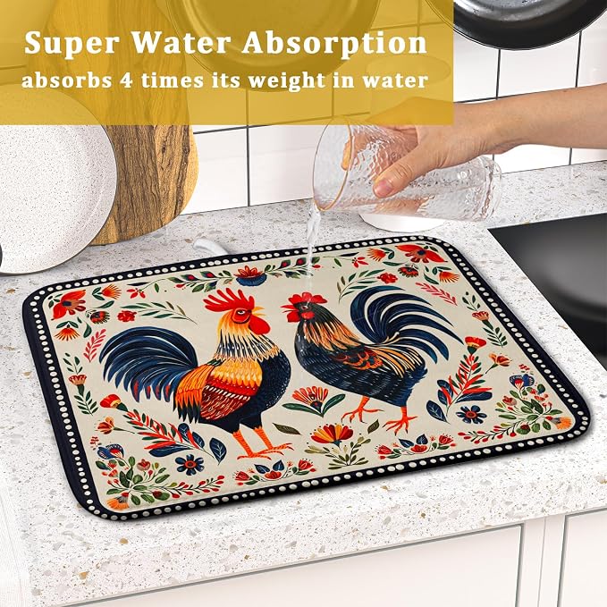 Roosters Chicken Dish Drying Mat - Image 7