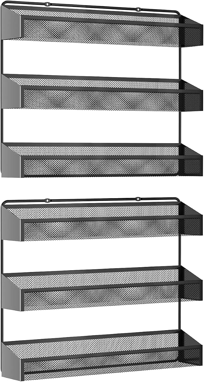 AULEDIO 2 Pack Spice Rack Organizer, 3 Tier Counter-top Stand or Wall Mounted - Image 2