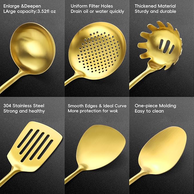 Izurok 18/10 Stainless Steel Kitchen Utensils Set, 10 Piece Cooking Utensils - Image 3