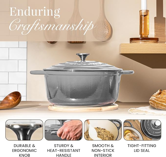 Cast Iron Pot with Lid – Non-Stick Ovenproof Enamelled Casserole Pot, Oven Safe - Image 7