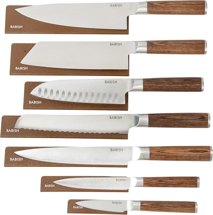 Babish 14-Piece Full Tang Forged Dark Pakka Wood Kitchen Knife Set – by Babish