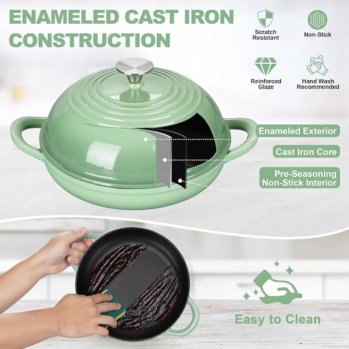 TeamFar Cast Iron Bread Dutch Oven, 6 Qt Enameled Dutch Oven Pot - Image 4