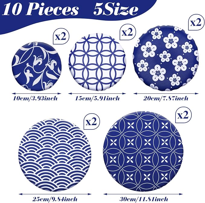 Patelai 10 Pcs Bowl Covers Reusable in 5 Size Stretch Cloth Fabric Elastic Food - Image 5