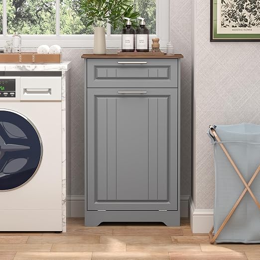 Single 10 Gallon Tilt Out Trash Can Cabinet - Image 7