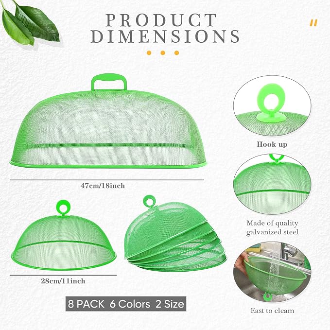 Hicarer 8 Pcs Metal Mesh Screen Food Cover - Image 2