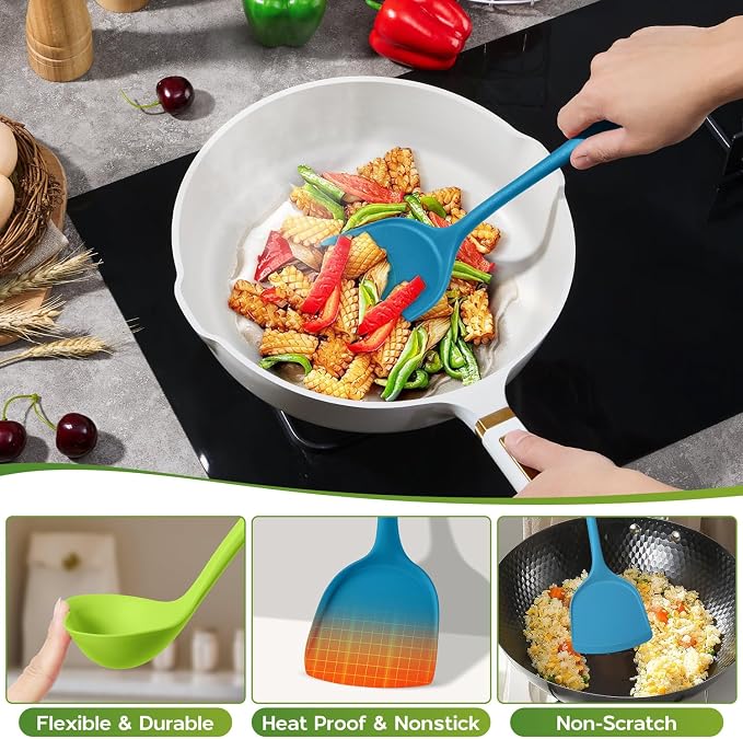 Onader Silicone Kitchen Utensils, Non Toxic Cooking Utensils Set - Image 3