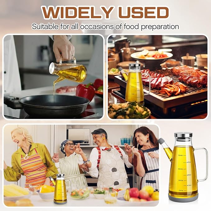 Zhehao 2 Pcs Glass Oil Bottle 25oz/750ml Cooking Oil Dispenser - Image 5