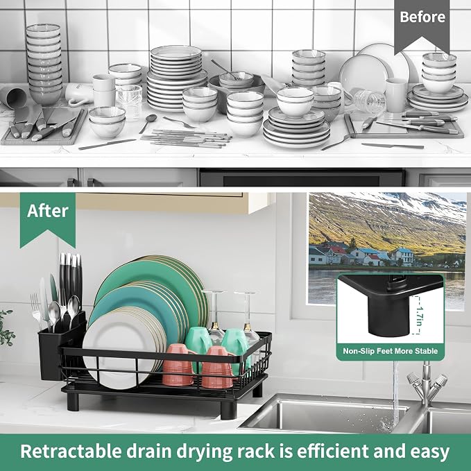 MOUKABAL Dish Drying Rack, Dish Rack, Stainless Steel Dish Racks - Image 4