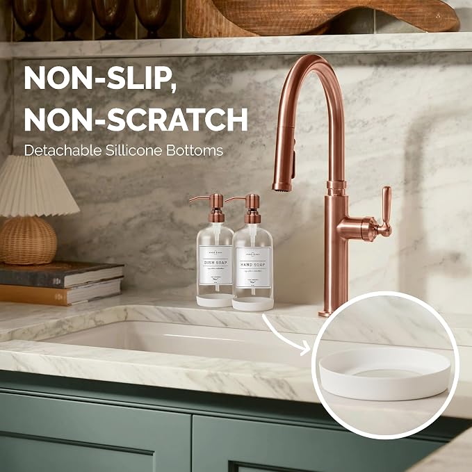 Vine Creations Clear Glass Soap Dispenser, 2 Pack Kitchen Soap Dispenser Set - Image 3