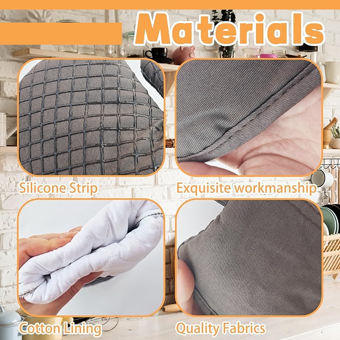 4 Pcs Oven Mitts and Pot Holders, High Heat 500°F Resistant Glove Potholder - Image 3
