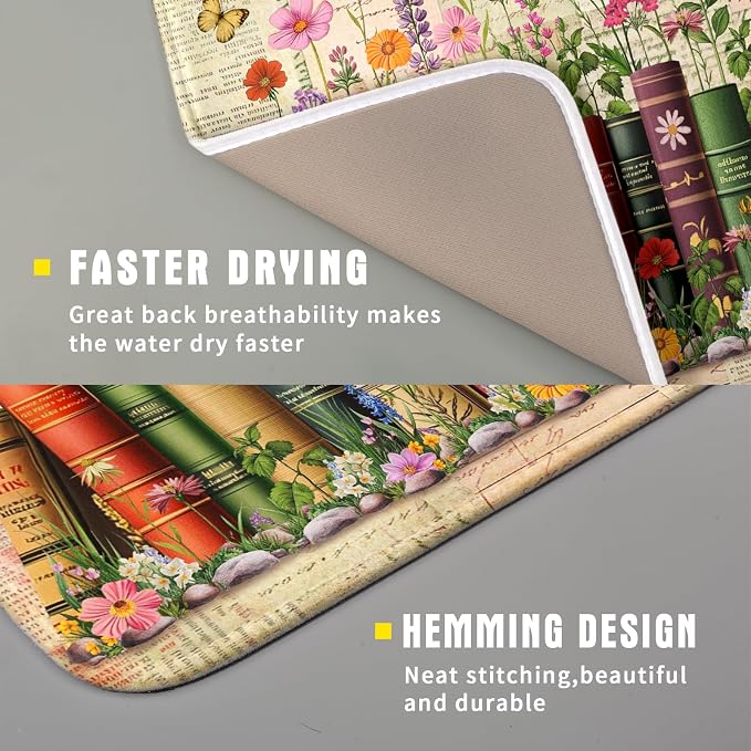 Colorful Books Kitchen Drying Mat - Image 3
