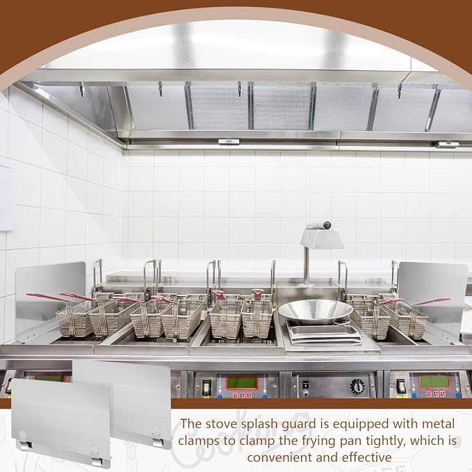 Ferraycle 2 Packs Stainless Steel Fryer Splash Guard Commercial Side Stove - Image 7