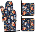 Colorful Cute Owl Oven Mitts and Pot Holders, Heat Resistant Oven Mitts Gloves by Unknown