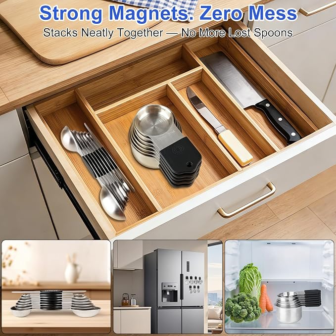 Magnetic Measuring Cups & Spoons Set, Strong N45 Magnets, Heavy Duty Stainless - Image 5