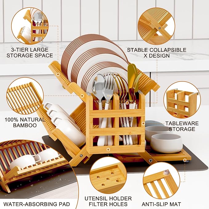 Greenual Bamboo Dish Drying Rack - Image 5