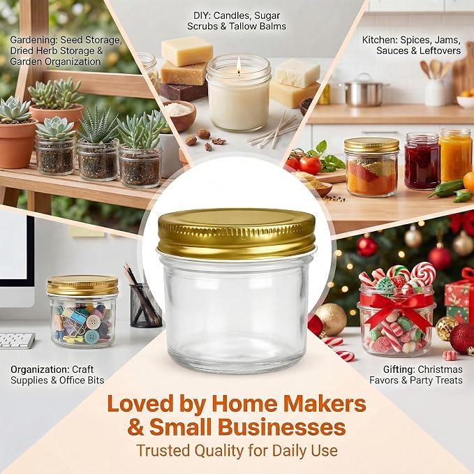 QAPPDA 4oz Glass Jars With Lids, Small Mason Jars Wide Mouth, Mini Canning Jars - Image 5