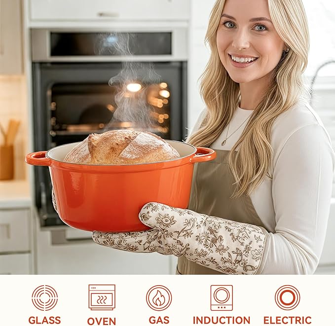 6 Quart Dutch Oven Pot with Lid, Non Stick Enameled Cast Iron Dutch Oven - Image 5
