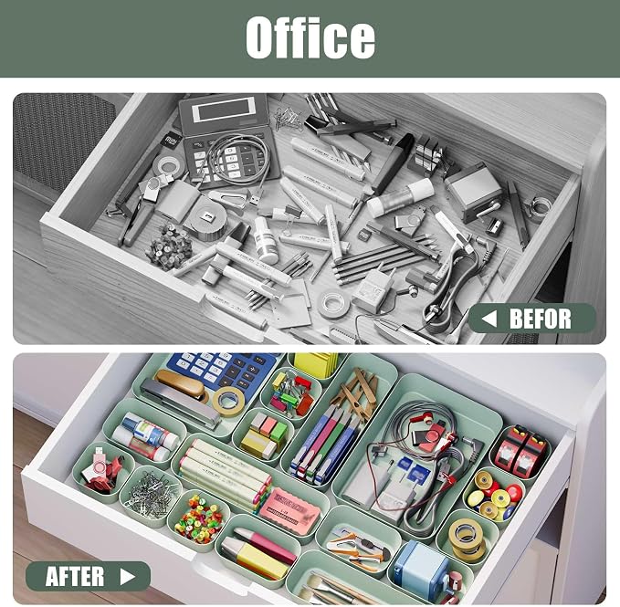 28 pcs Desk Drawer Organizer Tray, Stackable Organizer Containers - Image 6