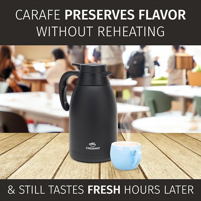 Thermal Coffee Carafe 68 oz by Cresimo – Updated 2025 Model – Insulated Black - Image 4