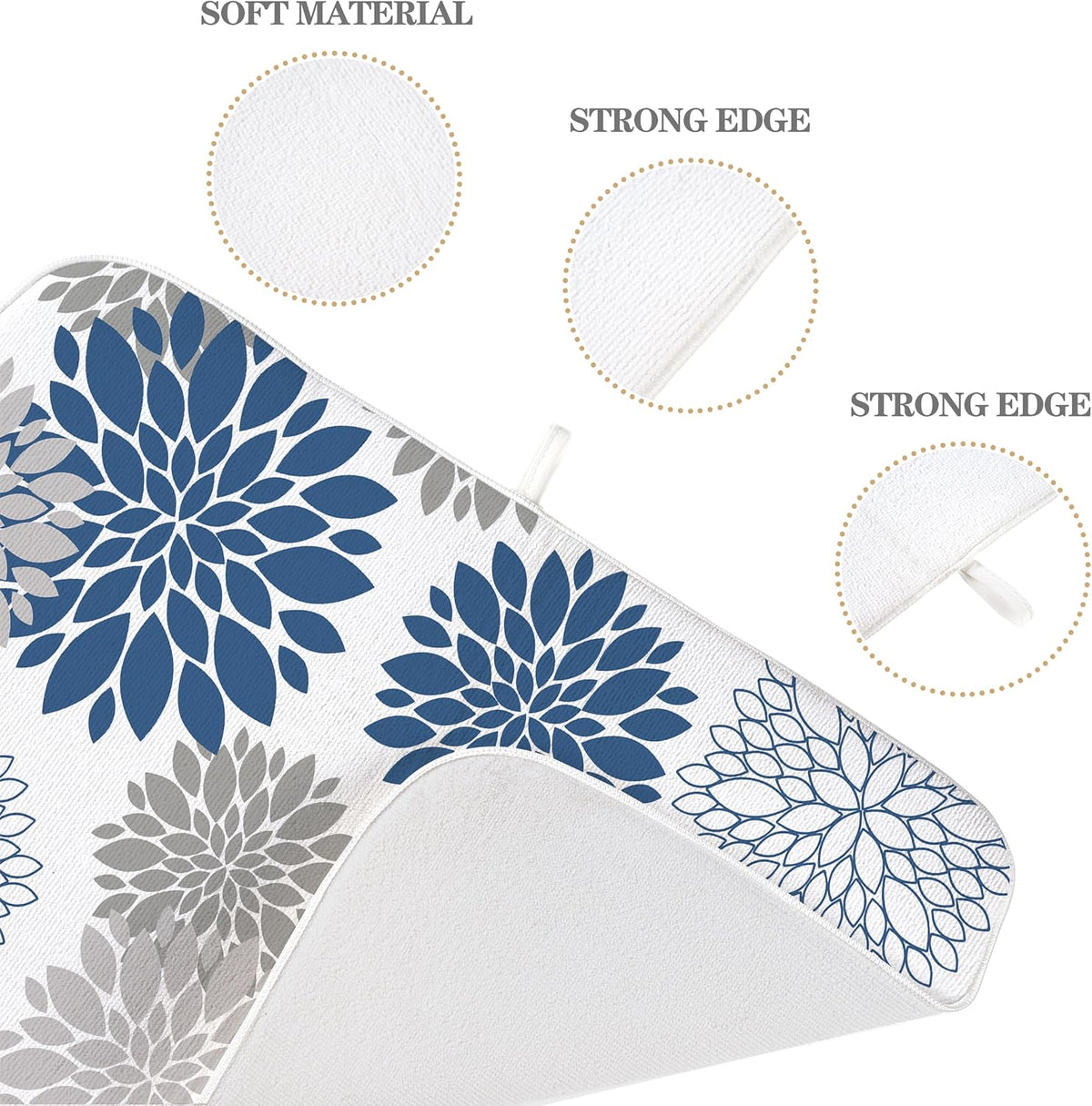 Boho Floral Drying Mat 18x24 Inches For Kitchen Counter Absorbent