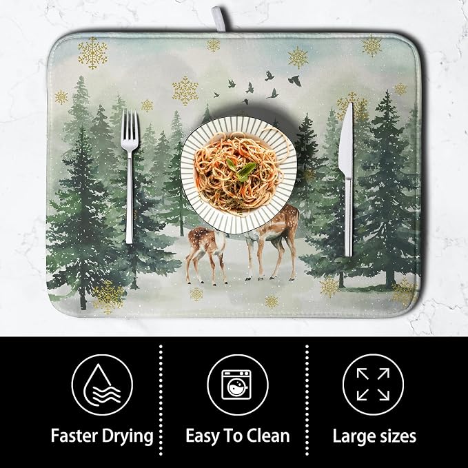 Reindeer Tree Snowflakes Christmas Dish Drying Mats - Image 4