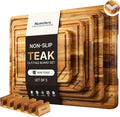 5 Pack Teak Wood Cutting Board Set by Unknown