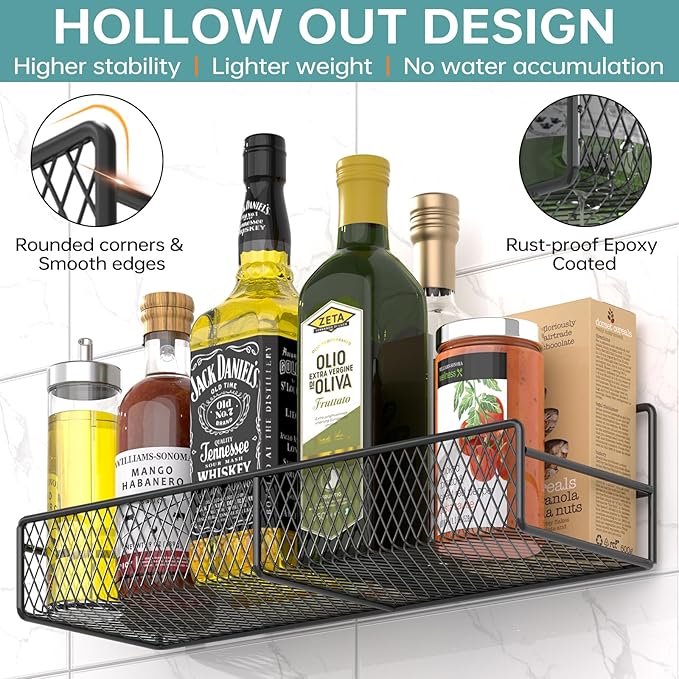 DTUQYX Spice Rack Wall Mounted 6 Pack: 100% Metal & Strong Adhesive Spice - Image 3