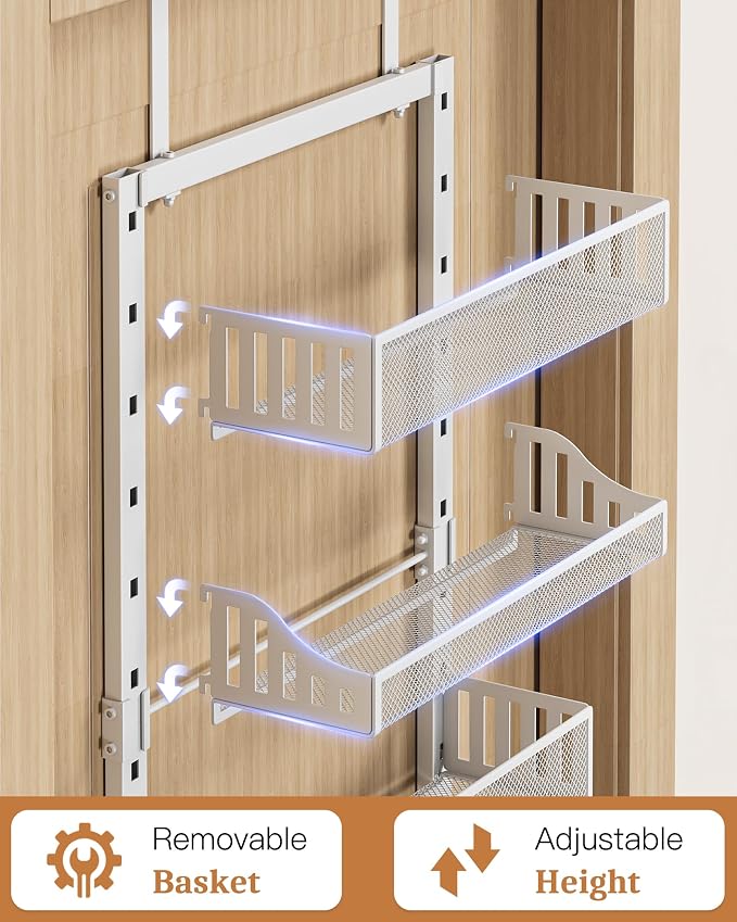POKIPO Over the Door Pantry Organizer 8-Tier, Large Metal Door Spice Rack - Image 5