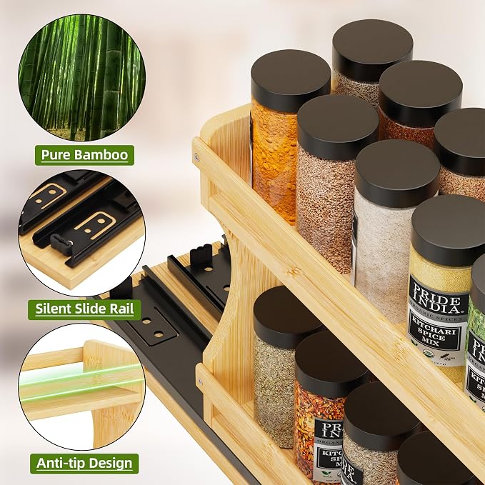 BAMEOS Pull Out Spice Rack Organizer - Image 4