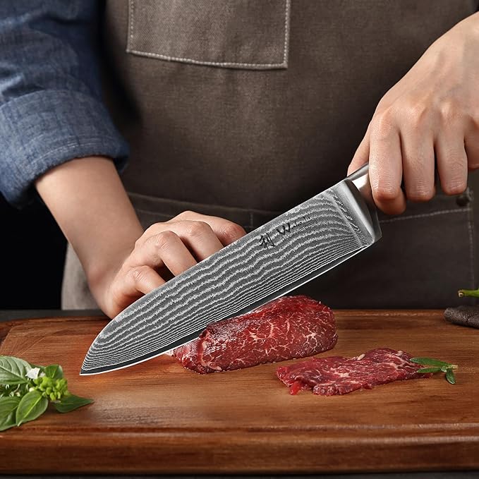 Wakoli EDIB 3-Piece Damascus Kitchen Knife Set in Wooden Gift Box, Razor Sharp - Image 3