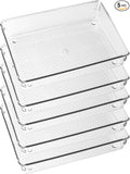 5 Pack Clear Plastic Drawer Organizer Tray Cutlery Utensil Makeups Drawer by ihomecooker