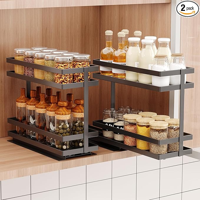 Mustorn 2 Pack Pull Out Spice Rack Organizer by MUSTORN