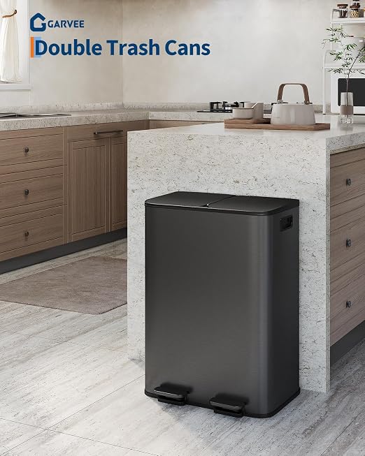 Garvee Double Trash Can, 2 x 8 gal Garbage Can - Image 2