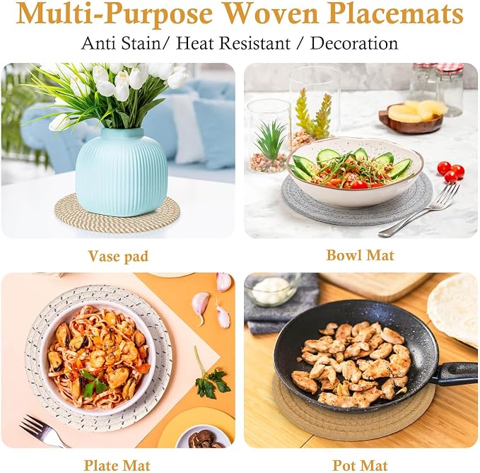 Billbotk 8" Trivets for Hot Dishes, Hot pots and Pans, 6 Heat Resistant Hot Pads - Image 6