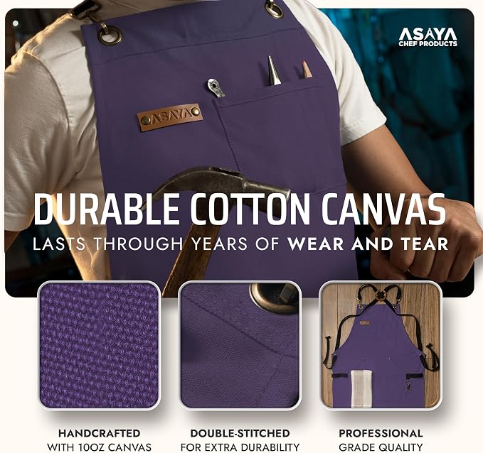 Asaya Chef and BBQ Apron with Bottle Opener and Hand Towel - 10oz Cotton Canvas - Image 3