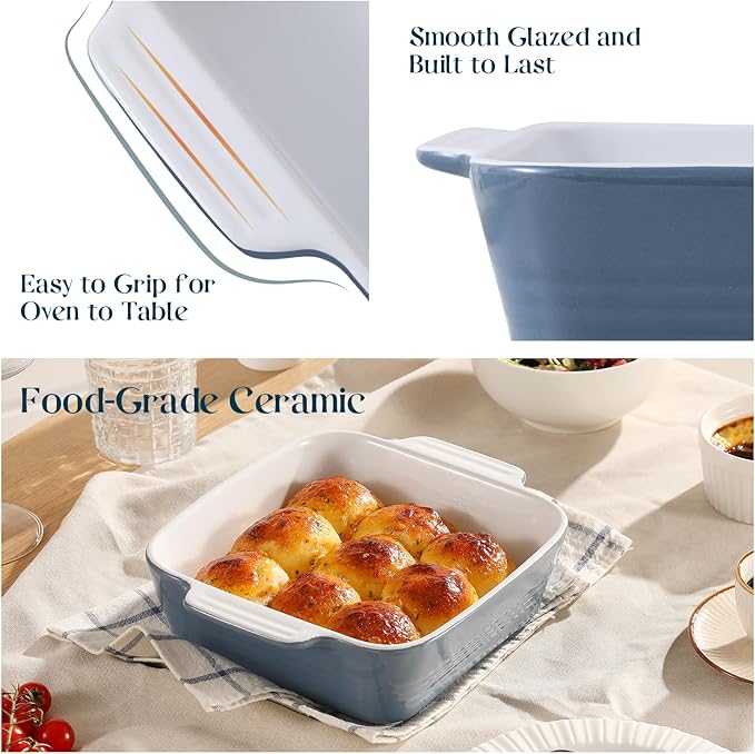 DOWAN 8x8 Baking dish, Square Baking Pan, Ceramic Casserole Dishes - Image 5