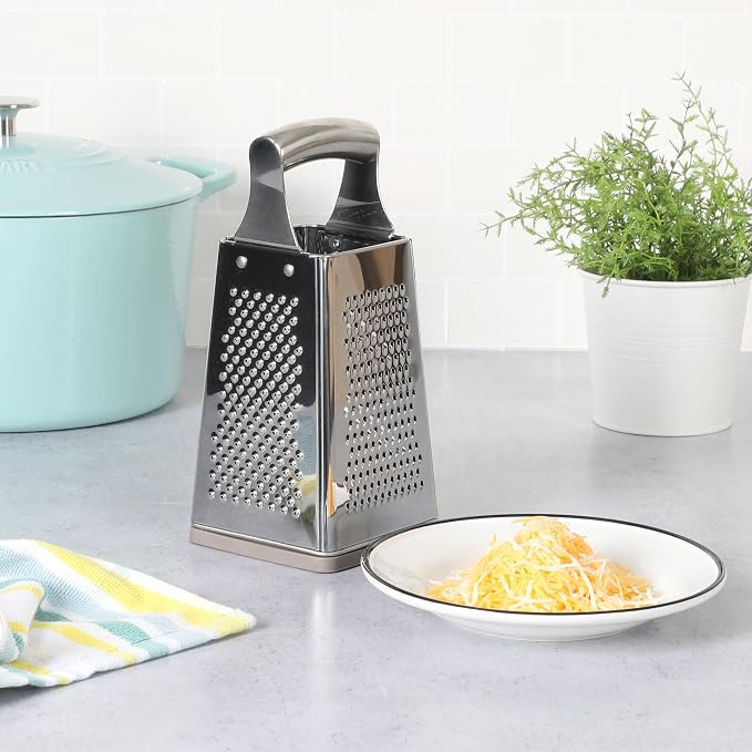 Martha Stewart Sprucedale 9.5-Inch Stainless Steel 4-Sided Box Grater – Durable - Image 2