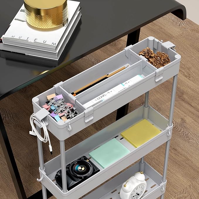 SPACELEAD Slim Storage Cart 4 Tier, Bathroom Organizer Rolling Utility - Image 2