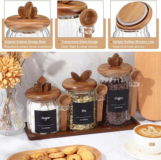 Suclain 3 Pcs Glass Coffee Container - Image 3