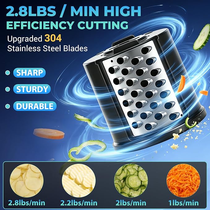 5-IN-1 Electric Cheese Grater, 800W Stainless Steel Electric Salad Machine - Image 4