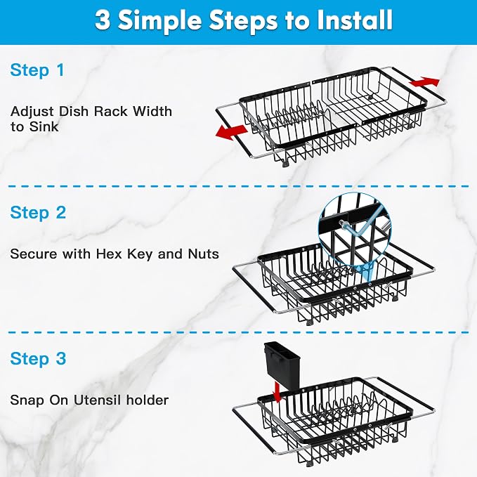 Expandable Stainless Steel Dish Drying Rack Over The Sink - Image 8