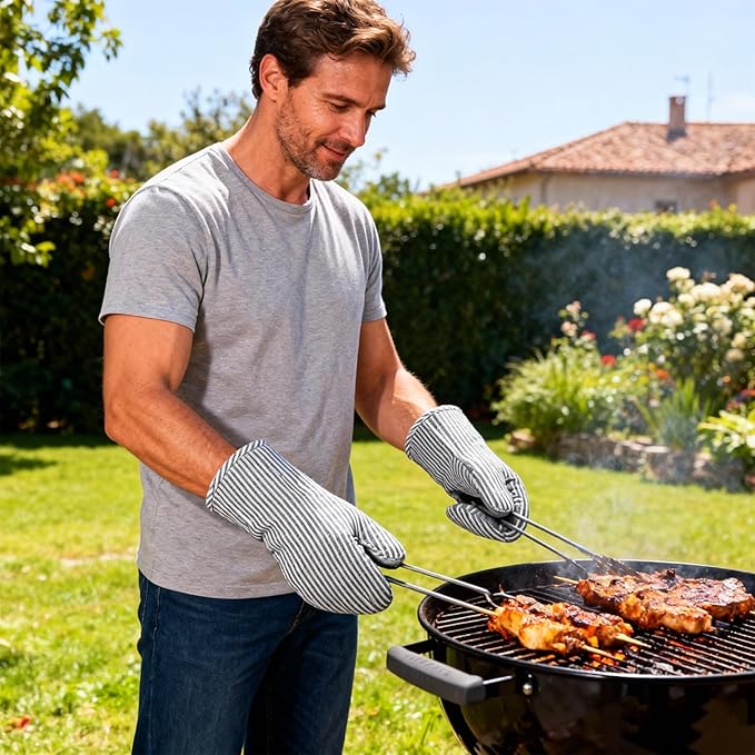 4 Pcs Oven Mitts and Pot Holders Heat Resistant Oven Mitts Sets Non Slip Oven - Image 4