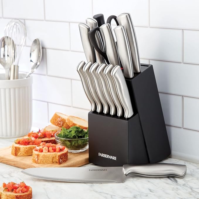Farberware 15-Piece Kitchen Knife Set, High-Carbon Stainless Steel Blades - Image 5