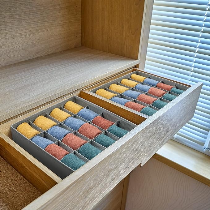 Joyoldelf Sock Drawer Organizer Divider Underwear Organizer 16-cell Fabric - Image 3