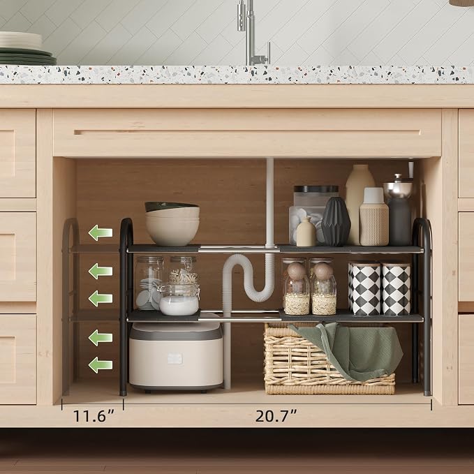 NETEL Under Sink Organizers and Storage, 2 Tier Expandable Under Cabinet - Image 2