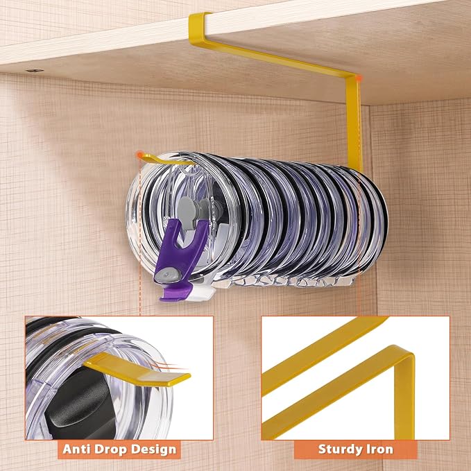 2 Pack Tumbler Lid Organizer, Horizontal Tumbler Lid Storage Hook to Hold Up 20 - Image 4