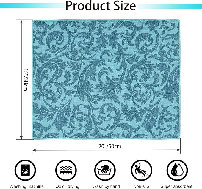 Dish Drying Mat For Kitchen Counter, 4 Pack, Large Size 20"X15", Ultra - Image 2