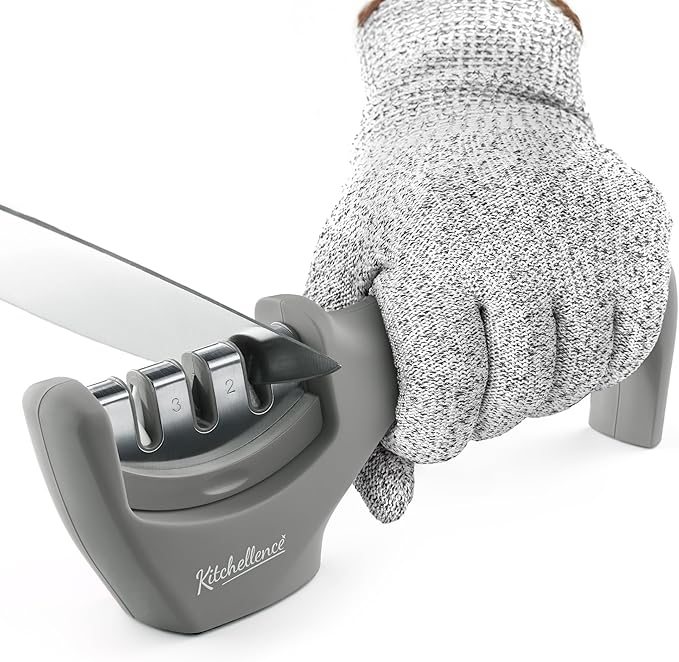 4-in-1 Kitchen Knife Accessories: 3-Stage Knife Sharpener Helps Repair by KITCHELLENCE